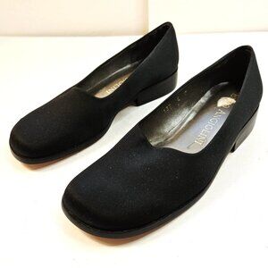 Vintage 90s Enzo Angiolini Black Square Toe Suede Flats Women's Size 5